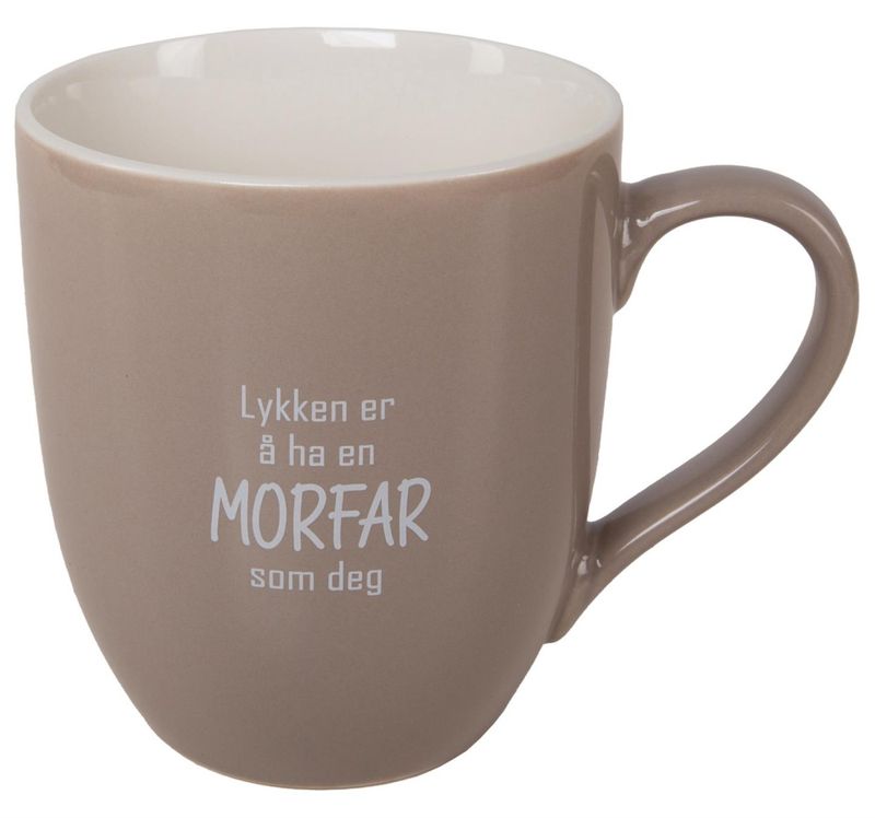 Krus Lykken..morfar beige m/hvit tekst
