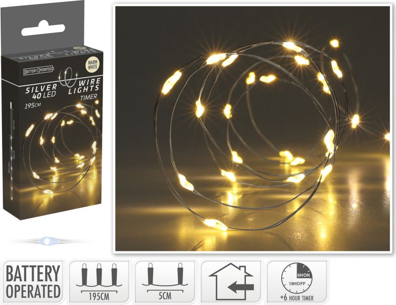 Lyslenke sølv wire LED40
