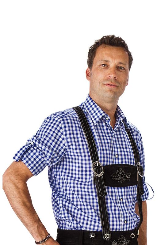 Kostyme skjorte blå Oktoberfest, herre str. XL