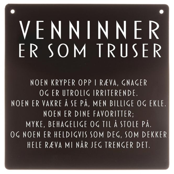 Hovedbilde Metallskilt sort firkantet Venninner...truser ...