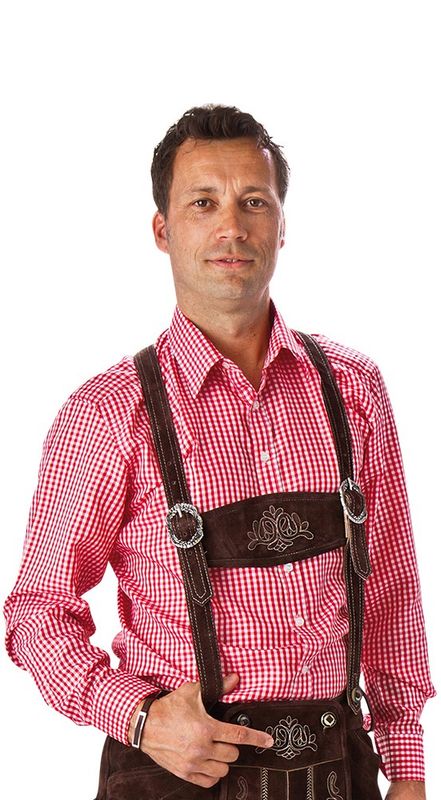 Kostyme skjorte rød Oktoberfest, herre str. XL