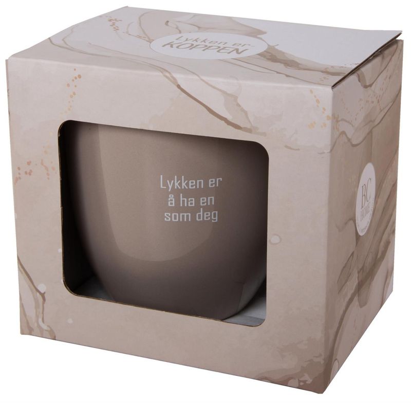 Krus Lykken...oldefar beige m/hvit tekst