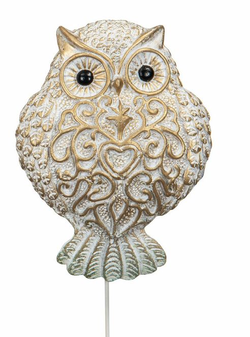 Hovedbilde Ugle på pinne 10cm hvit