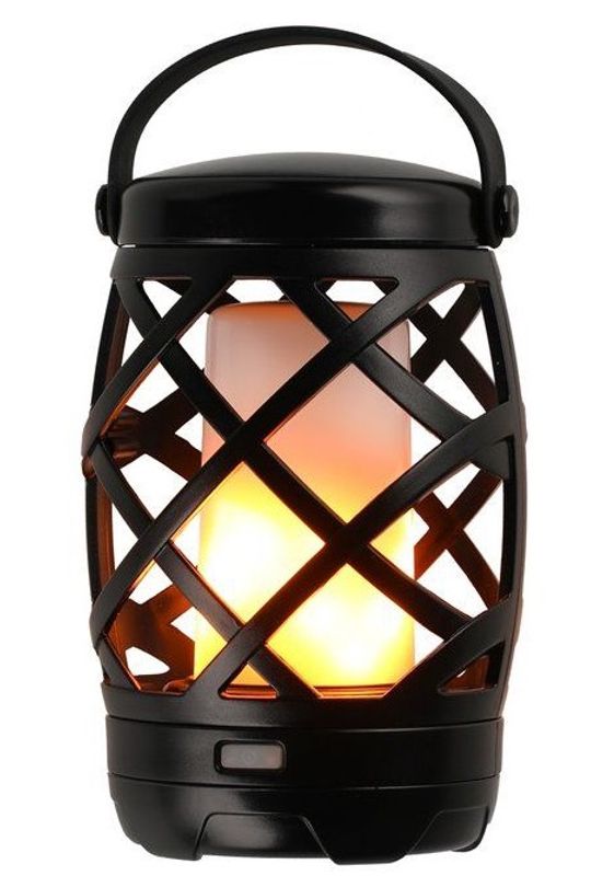 Lanterne flammelykt sort i plast, batteri