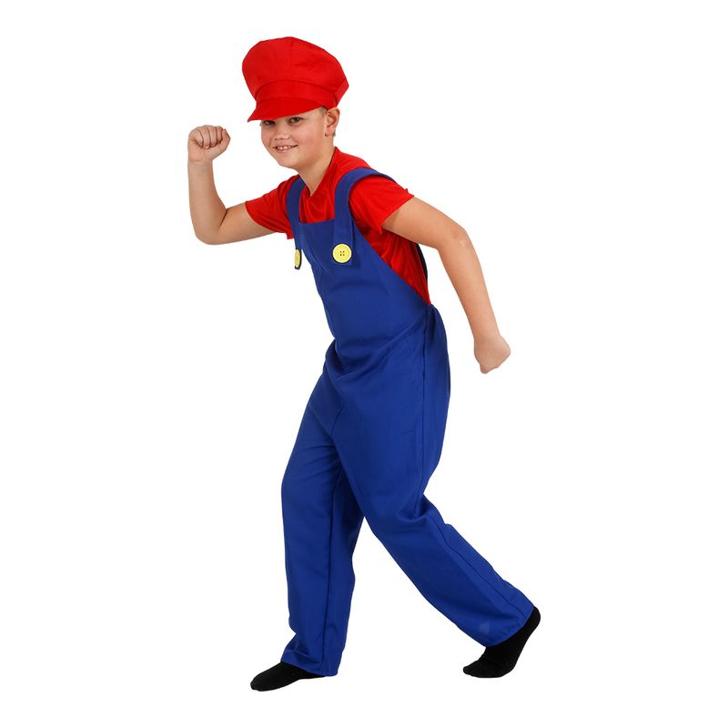 Kostyme Rørlegger Mario Rød 6-8år