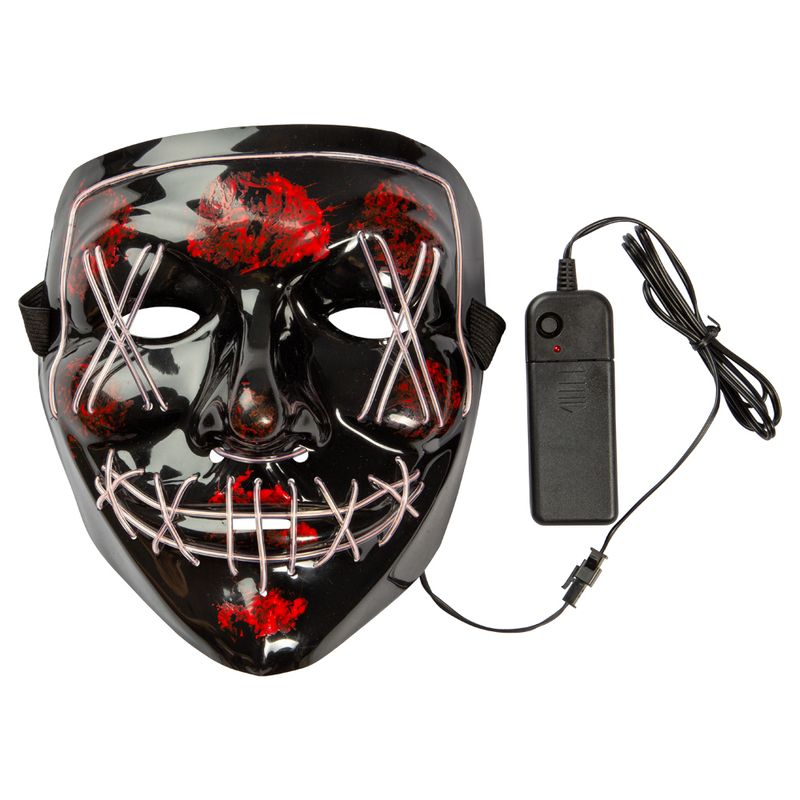 Maske horror sort LED hvit