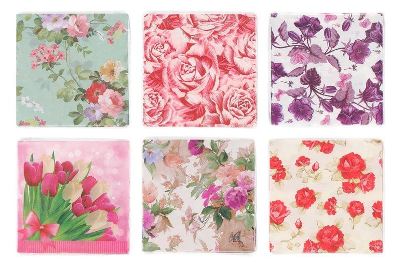 Lunsj servietter blomster 6ass