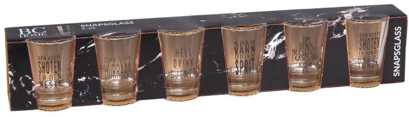 Shotglass med gutta-tekster