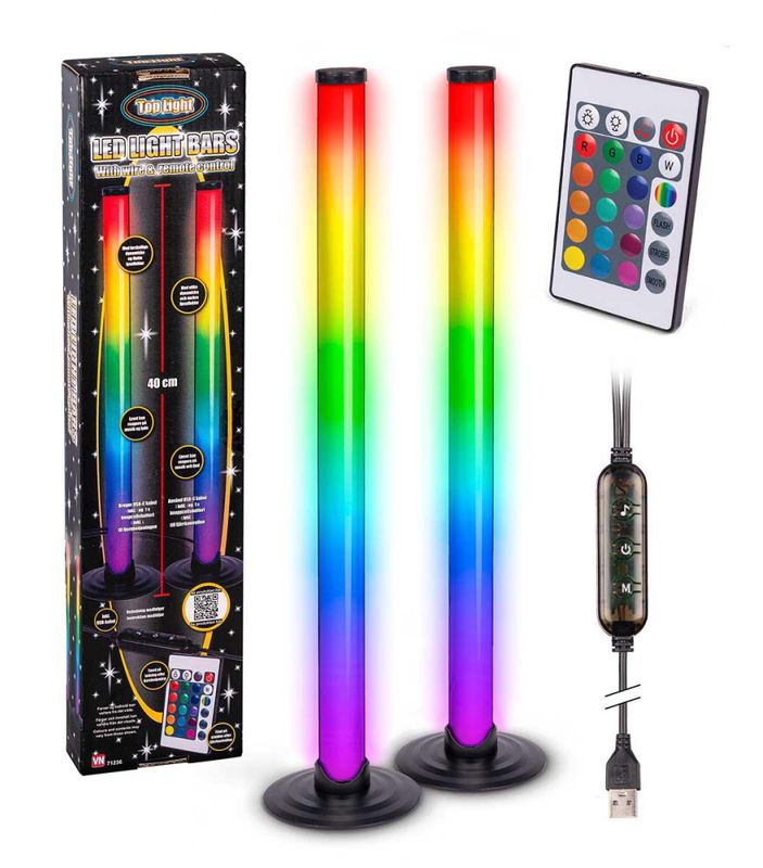 RGB lysstaver med fjernstyring 40 cm 2stk