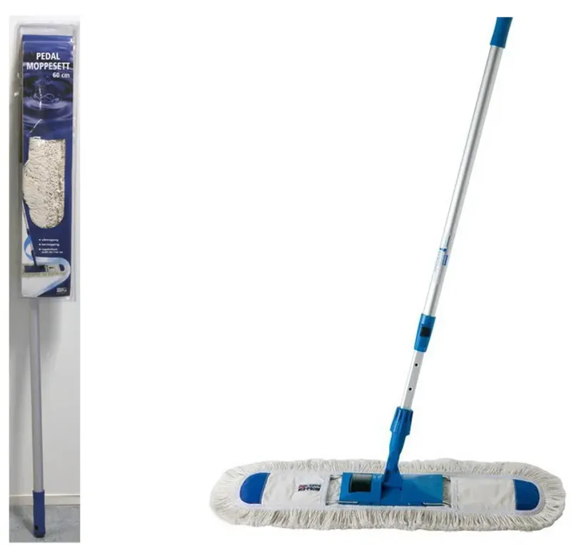 Moppesett med pedal for lomme, 60cm 