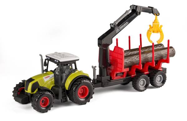 Traktor med tømmerhenger lys/lyd og friksjon 