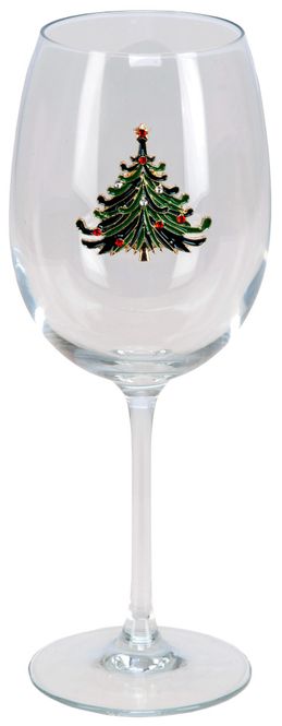 Hovedbilde Vinglass blank juledekor juletre H:22,5cm