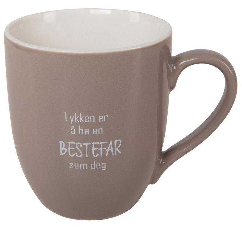 Krus Lykken...bestefar beige m/hvit tekst