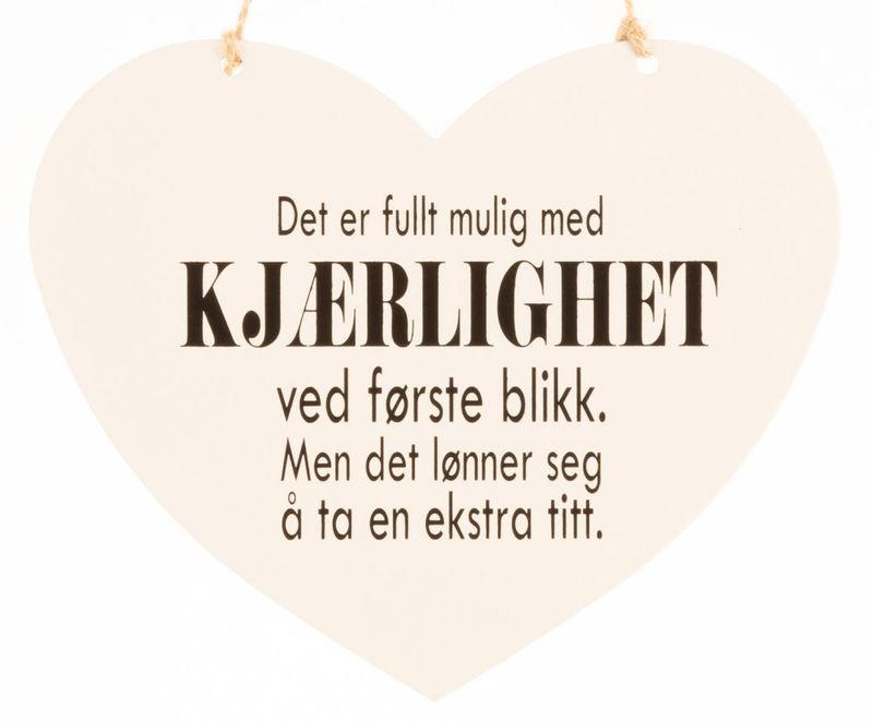Skilt hjerte lite Kjærlighet blikk 13x11cm
