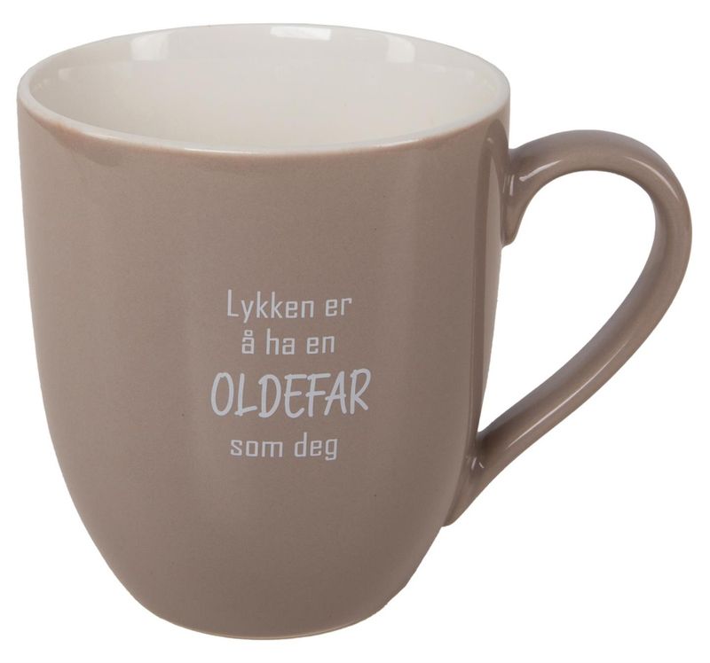 Krus Lykken...oldefar beige m/hvit tekst